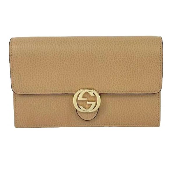 NEW!!!  GUCCI DOLLAR CALFSKING INTERCLOCKING GG CHAIN WALLET/CLUTCH - Picture 1 of 10